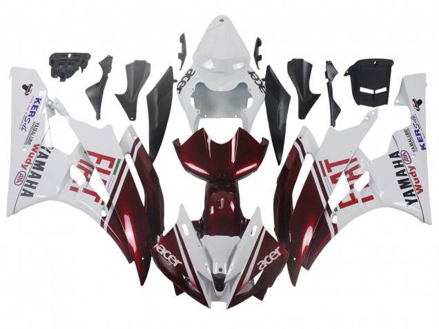 Yamaha YZF 600 R6 Motorrad Verkleidung 2006-2007 - Weiss Kastanienbraun Rot Fiat Acer Yamalube