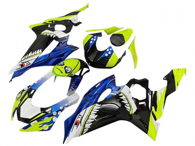 Yamaha YZF 600 R6 Motorrad Verkleidung 2008-2016 - Grun Blau Schwarz Hai
