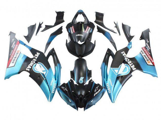 Yamaha YZF 600 R6 Motorrad Verkleidung 2008-2016 - Hellblau Matt Schwarz Petronas ENEOS