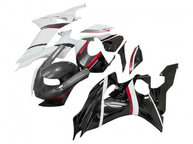 Yamaha YZF 600 R6 Motorrad Verkleidung 2017-2023 - Weiss Rot Glanzendes Schwarz Carbonfaser Stil