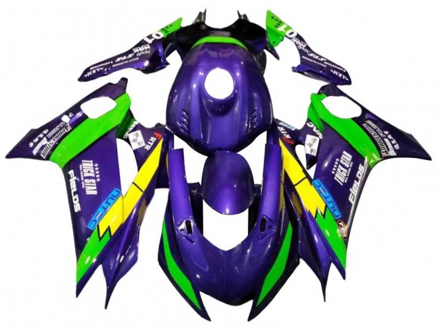 Yamaha YZF 600 R6 Motorrad Verkleidung 2017-2023 - Grun Lila Gelb Schwarz Trick Star