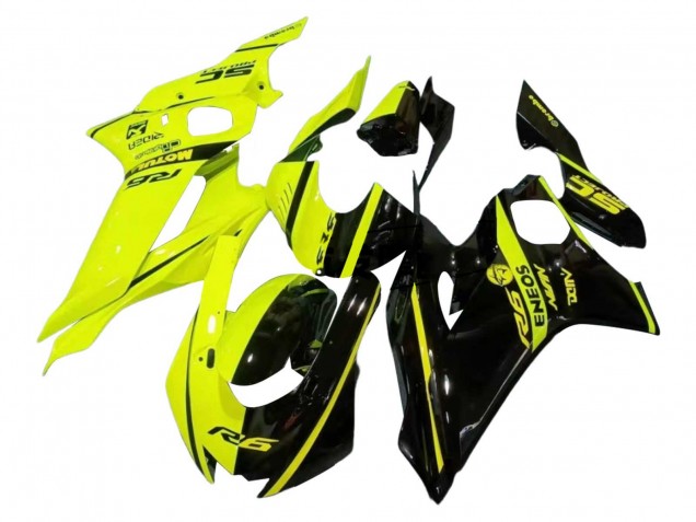 Yamaha YZF 600 R6 Motorrad Verkleidung 2017-2023 - Neon Gelb Glanzendes Schwarz Geteiltes