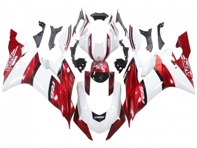 Yamaha YZF 600 R6 Motorrad Verkleidung 2017-2023 - Weiss Rot Schwarz