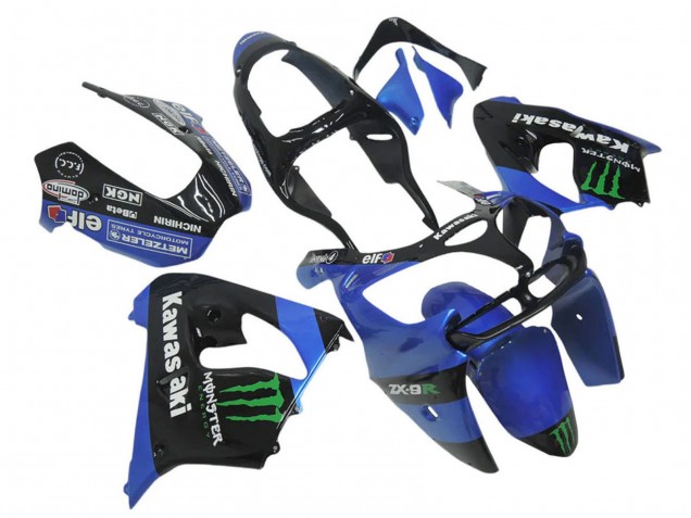 Kawasaki ZX12R Motorrad Verkleidung 2002-2006 - Blau Schwarz Grun Weiss Elf Monster