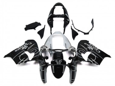 Kawasaki ZX9R Motorrad Verkleidung 2000-2001 - Glanzendes Schwarz Weiss Corona Extra