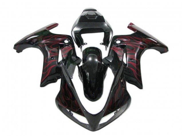 Suzuki SV650 Motorrad Verkleidung 2003-2013 - Glanzendes Schwarz Rot Flamme