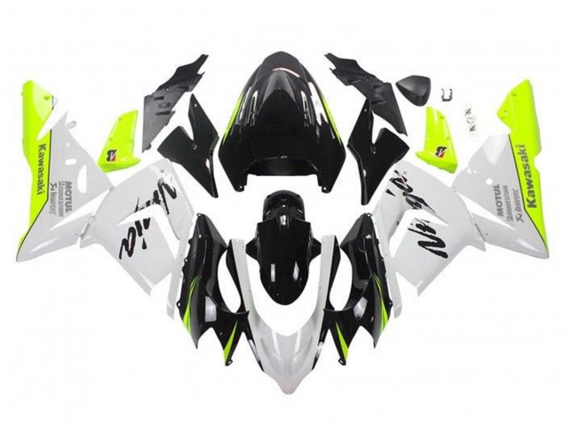 Kawasaki ZX10R Motorrad Verkleidung 2004-2005 - Weiss Schwarz Neon Gelb