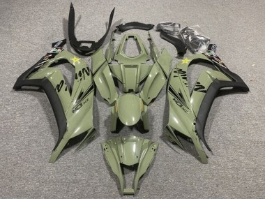 Kawasaki ZX10R Motorrad Verkleidung 2011-2015 - Dunkel Armee Grun Schwarz Gelb Stern