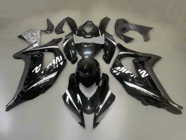 Kawasaki ZX10R Motorrad Verkleidung 2016-2020 - Glanzendes Schwarz Weiss Streifen