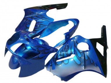 Kawasaki ZX12R Motorrad Verkleidung 2002-2006 - Blau Flamme Schwarz