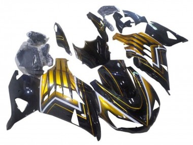 Kawasaki ZX14R ZZR1400 Motorrad Verkleidung 2012-2024 - Glanzendes Schwarz Gold Streifen