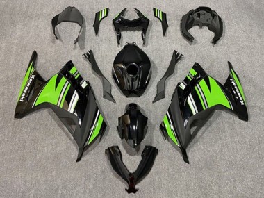 Kawasaki EX300 Motorrad Verkleidung 2013-2024 - Glanzendes Schwarz Grun Weiss Streifen