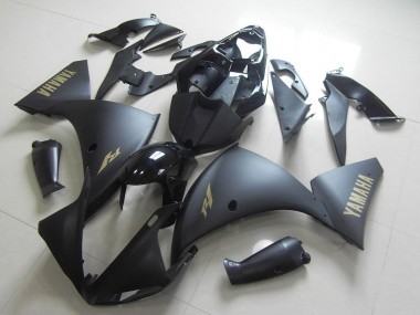Yamaha YZF R1 Motorrad Verkleidung 2012-2014 - Glanzendes Schwarz Matt Schwarz Gold Aufkleber