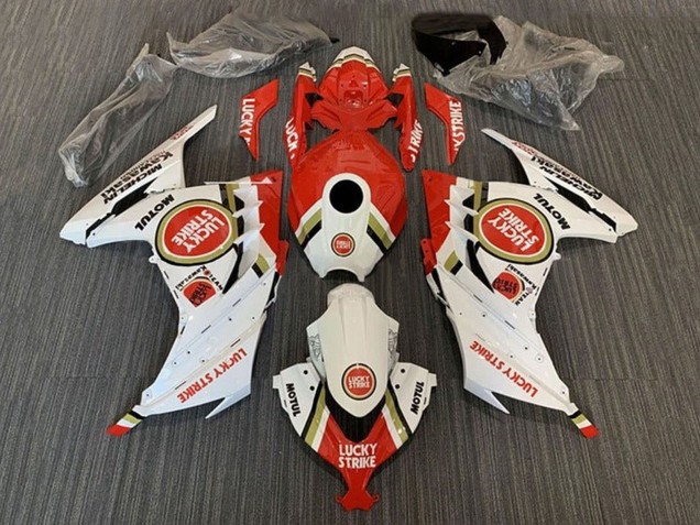 Kawasaki EX300 Motorrad Verkleidung 2013-2017 - Weiss Rot Lucky Strike
