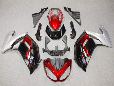 Kawasaki Ninja 650 EX650 Motorrad Verkleidung 2012-2016 - Silber Rot Glanzendes Schwarz
