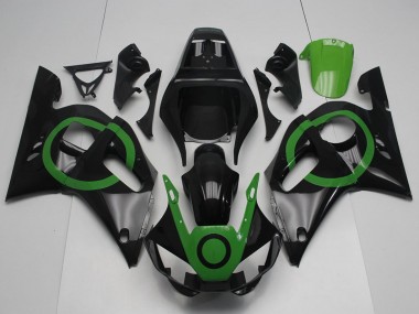 Yamaha YZF R6 Motorrad Verkleidung 1998-2002 - Glanzendes Schwarz Grun Kreis