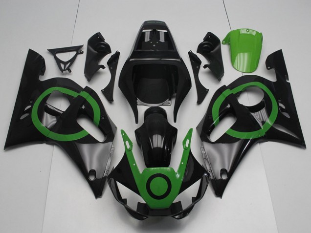 Yamaha YZF R6 Motorrad Verkleidung 1998-2002 - Glanzendes Schwarz Grun Kreis