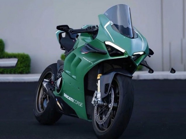 Ducati Panigale V4 V4S Motorrad Verkleidung 2020-2021 - Matt Grun Weiss