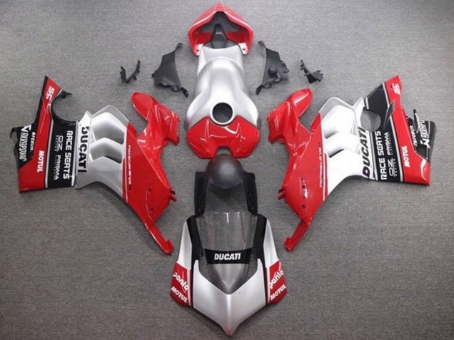 Ducati Panigale V4 V4S Motorrad Verkleidung 2020-2021 - Silber Rot Glanzendes Schwarz