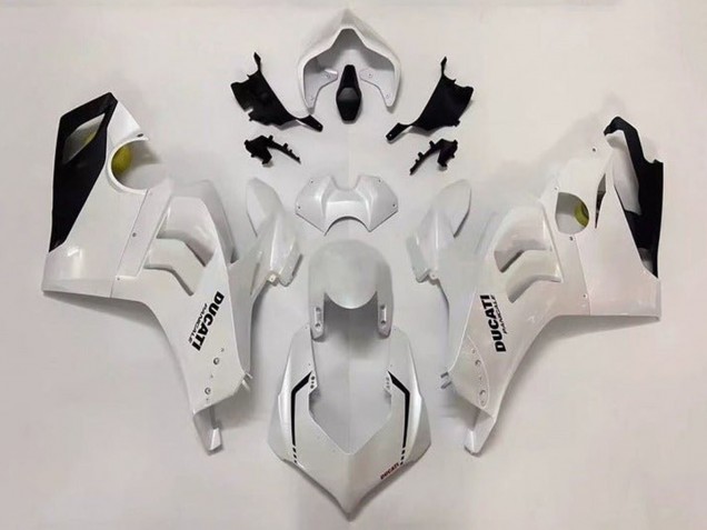 Ducati Panigale V4 V4S Motorrad Verkleidung 2020-2021 - Perl Weiss Glanzendes Schwarz
