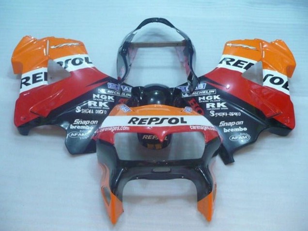 Honda VFR 800 Motorrad Verkleidung 1998-2001 - Orange Weiss Rot Schwarz Repsol