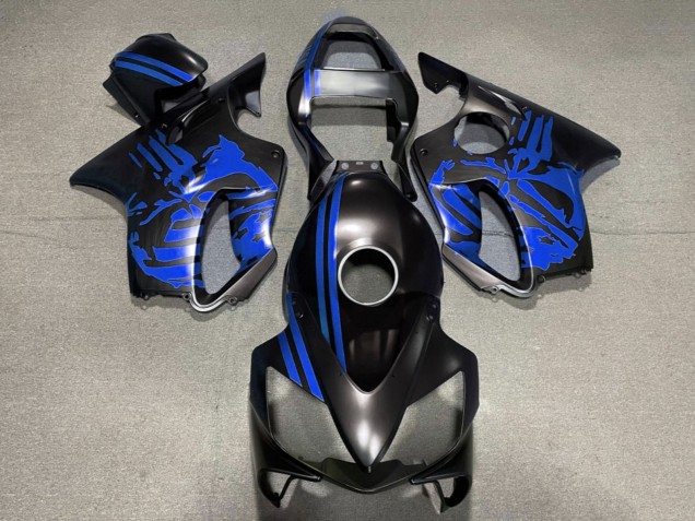 Honda CBR600 F4i Motorrad Verkleidung 2001-2003 - Blau Matt Schwarz Schadel
