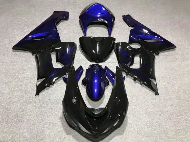 Kawasaki ZX6R Motorrad Verkleidung 2005-2006 - Blau Glanzendes Schwarz