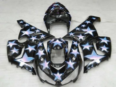 Kawasaki ZX6R Motorrad Verkleidung 2005-2006 - Schwarz Blau Weiss Stern