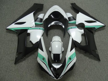 Kawasaki ZX6R Motorrad Verkleidung 2005-2006 - Weiss Schwarz Grun