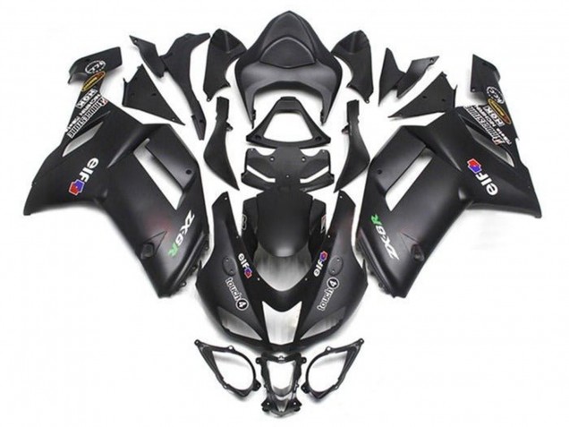 Kawasaki ZX6R Motorrad Verkleidung 2007-2008 - Matt Schwarz Elf