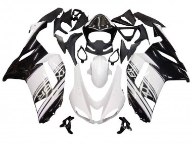 Kawasaki ZX6R Motorrad Verkleidung 2007-2008 - Weiss Schwarz Silber Streifen