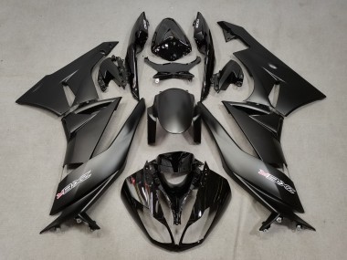 Kawasaki ZX6R Motorrad Verkleidung 2009-2012 - Matt Schwarz Glanzendes Schwarz Weiss Rot