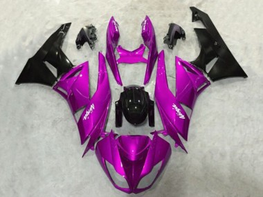 Kawasaki ZX6R Motorrad Verkleidung 2009-2012 - Lila Glanzendes Schwarz