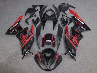 Kawasaki ZX6R Motorrad Verkleidung 2009-2012 - Glanzendes Schwarz Rot Monster