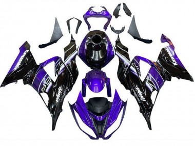 Kawasaki ZX6R Motorrad Verkleidung 2013-2018 - Blau Glanzendes Schwarz