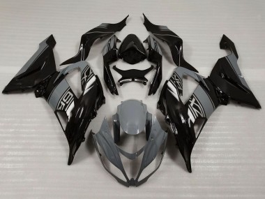 Kawasaki ZX6R Motorrad Verkleidung 2013-2018 - Nardo Grau Glanzendes Schwarz