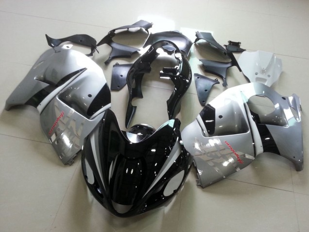 Suzuki GSXR 1300 Hayabusa Motorrad Verkleidung 1996-2007 - Glanzendes Schwarz Silber Chrome