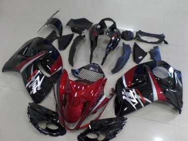 Suzuki GSXR 1300 Hayabusa Motorrad Verkleidung 2008-2020 - Dunkel Rot Schwarz Silber