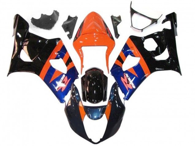 Suzuki GSXR 1000 Motorrad Verkleidung 2003-2004 - Orange Blau Glanzendes Schwarz
