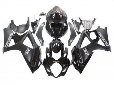 Suzuki GSXR 1000 Motorrad Verkleidung 2007-2008 - Glanzendes Schwarz Matt Schwarz Grau