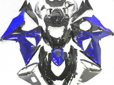 Suzuki GSXR 1000 Motorrad Verkleidung 2009-2016 - Glanzendes Schwarz Blau Flamme