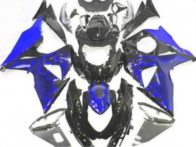 Suzuki GSXR 1000 Motorrad Verkleidung 2009-2016 - Glanzendes Schwarz Blau Flamme