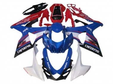Suzuki GSXR 1000 Motorrad Verkleidung 2009-2016 - Blau Weiss Rot Schwarz Streifen