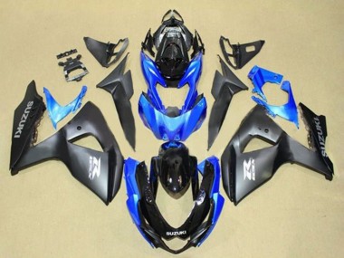 Suzuki GSXR 1000 Motorrad Verkleidung 2009-2016 - Matt Schwarz Blau Glanzendes Schwarz Grau