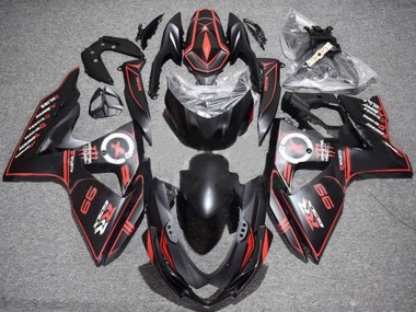 Suzuki GSXR 1000 Motorrad Verkleidung 2009-2016 - Matt Schwarz Rot PinStreifen