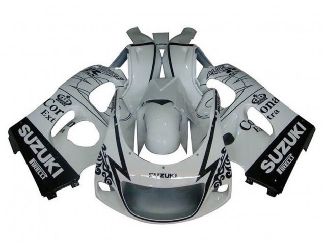 Suzuki GSXR 600 / GSXR 750 Motorrad Verkleidung 1996-2000 - Weiss Schwarz Tribal Corona