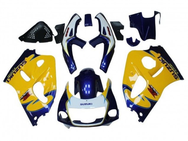 Suzuki GSXR 600 / GSXR 750 Motorrad Verkleidung 1996-2000 - Gelb Blau Tribal