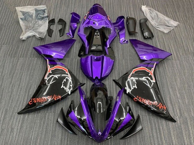 Yamaha YZF 1000 R1 Motorrad Verkleidung 2012-2014 - Lila Glanzendes Schwarz Rot Joker