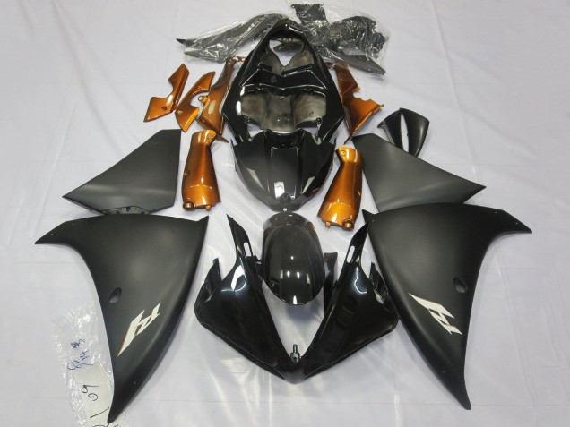 Yamaha YZF 1000 R1 Motorrad Verkleidung 2012-2014 - Glanzendes Schwarz Matt Schwarz Orange