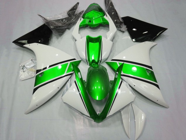 Yamaha YZF 1000 R1 Motorrad Verkleidung 2012-2014 - Weiss Grun Glanzendes Schwarz